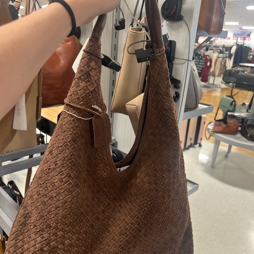 Viral TJMaxx Brown Woven Leather Shoulder Bag